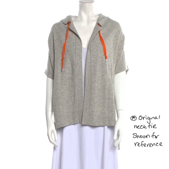 DIANE VON FURSTENBERG GRAY HOODED HIGH LOW KAIYO CARDIGAN SWEATER - Picture 16 of 16